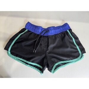 Tribord Womens Board Shorts Black Purple Green Dolphin Hem Swim Trunks Small